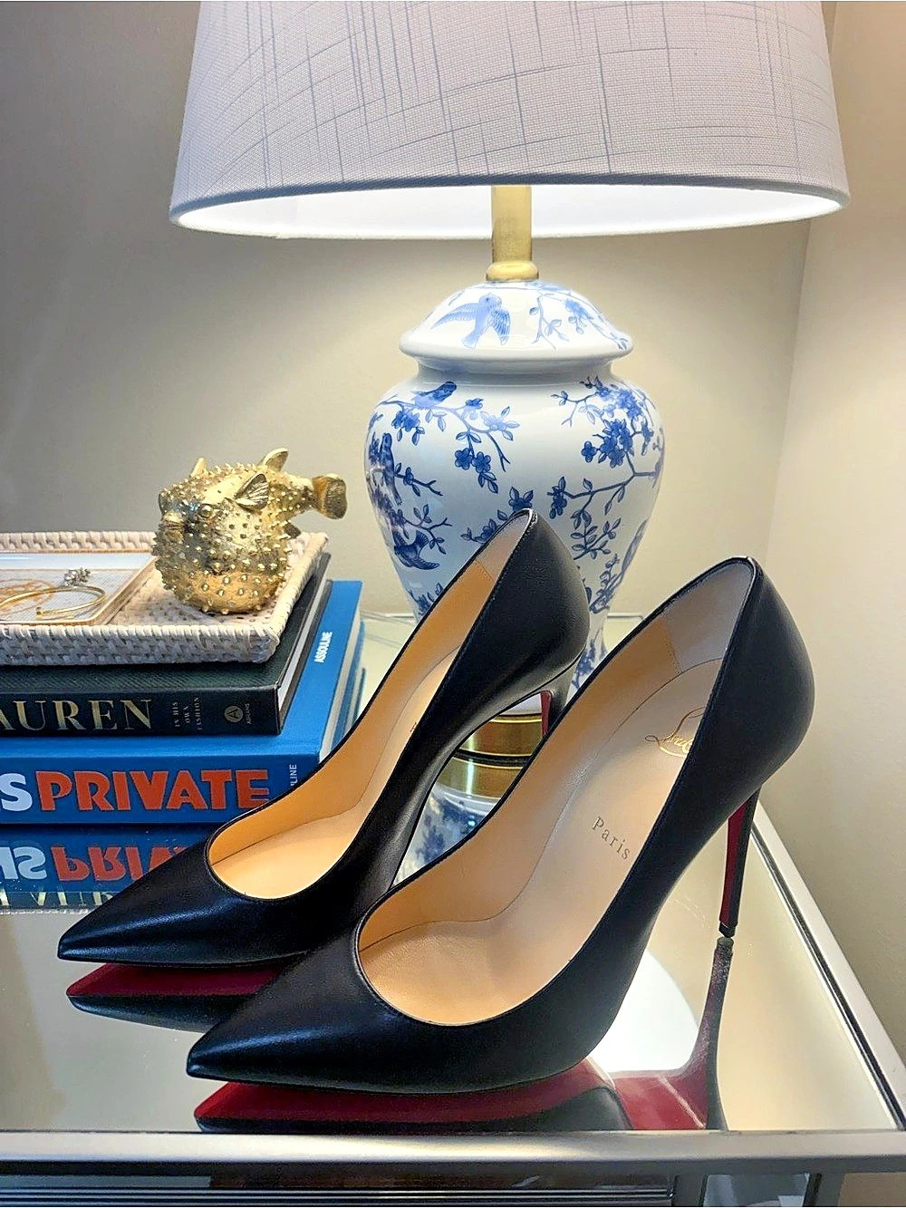 Christian Louboutin Kate 100 Nappa Shiny Black Pumps - Size EU 39